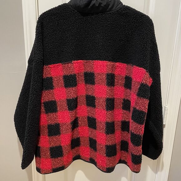 Time And Tru Red Buffalo Plaid Sherpa Sweater Women’s Plus Size 2X NEW - Picture 6 of 6